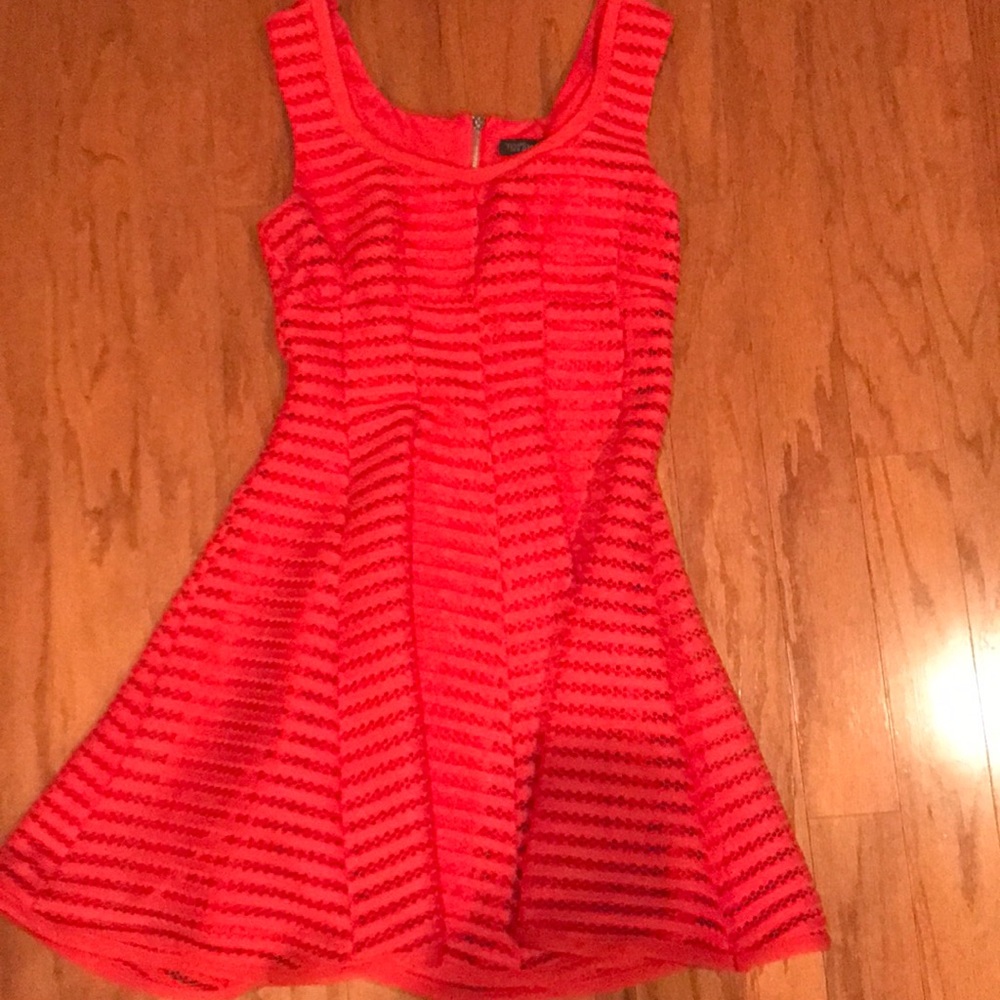 Topshop Red Lace Skater Dress